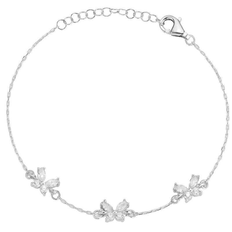 Sunkissed Sterling Silver Over Cubic Zirconia Butterfly Bracelet, Womens Product Image