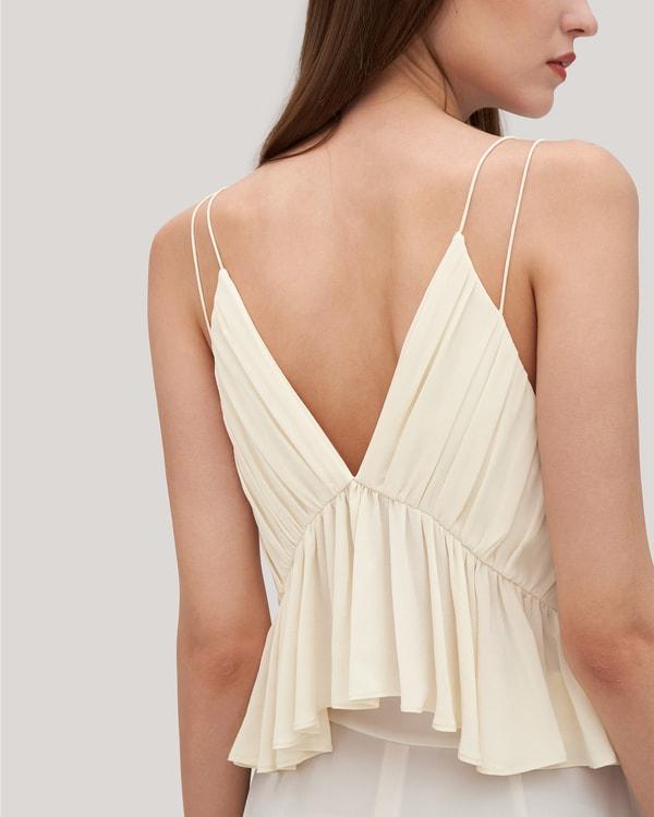 Versatile Pleated Silk Magnolia Camisole Product Image