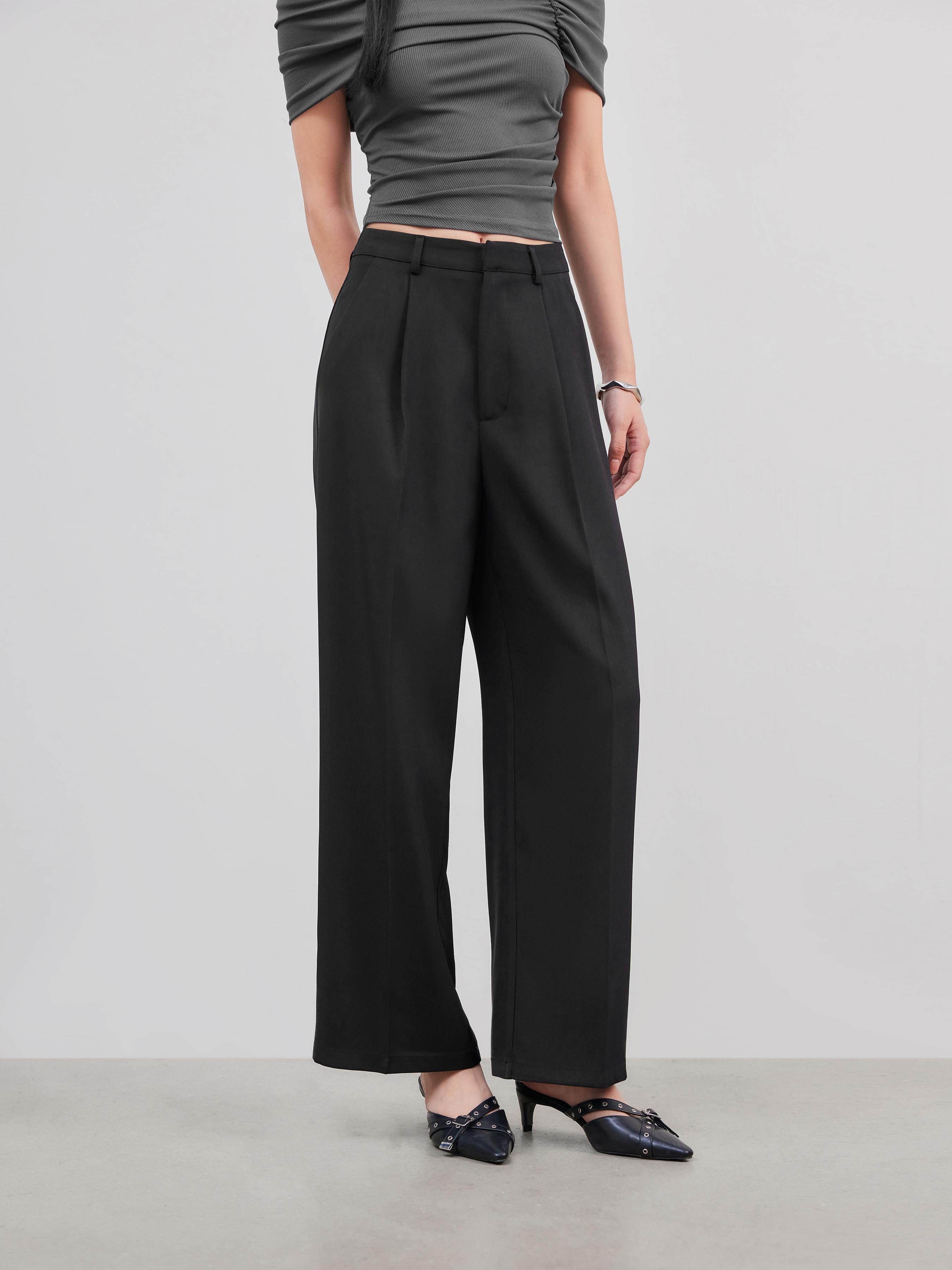 Petite High Waist Pleated Wide Leg Pants Product Image