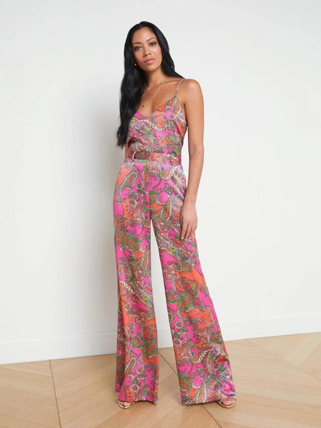 Gavin Silk Wide-leg Pant In Rhodamine Multi Bright Pop Paisley Product Image