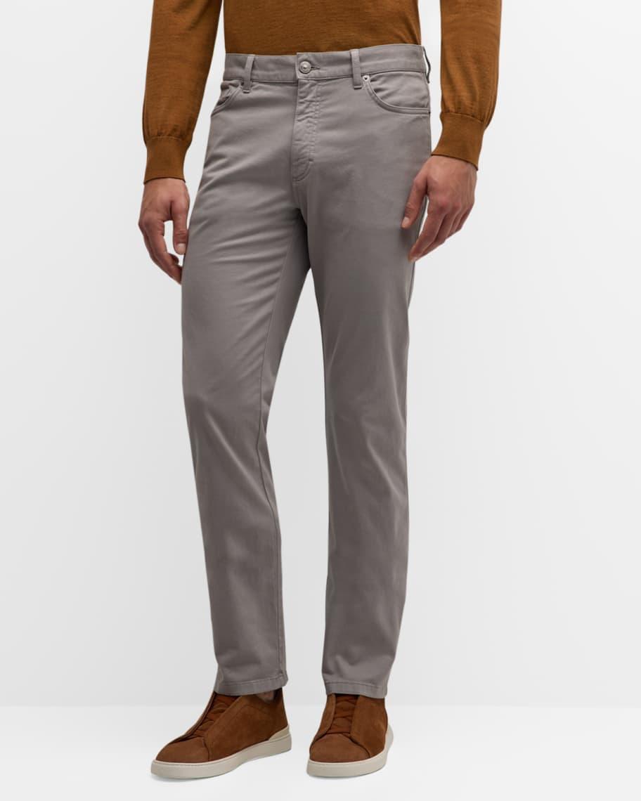 Men's Blue Grey Stretch Gabardine Pants Product Image