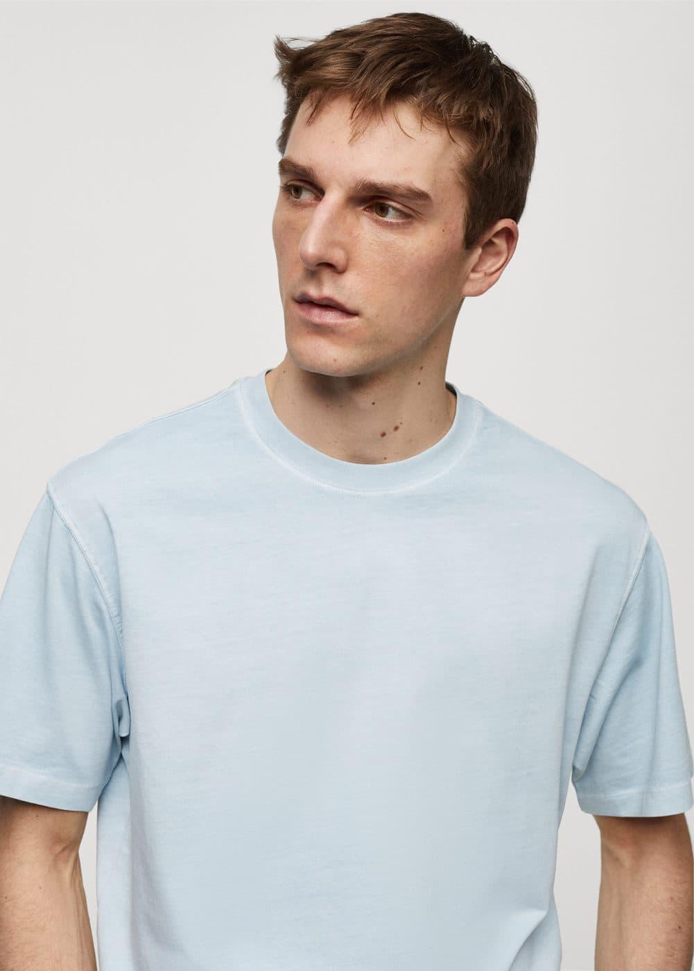 MANGO MAN - 100% cotton relaxed-fit t-shirt sky blueMen Product Image