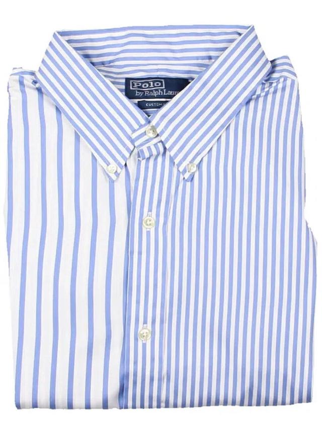 Mens Striped Cotton Button-down Shirt In White Product Image