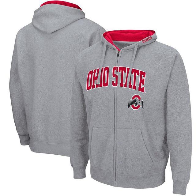 Mens Colosseum Heathered Gray Ohio State Buckeyes Arch & Logo 3.0 Full-Zip Hoodie Product Image