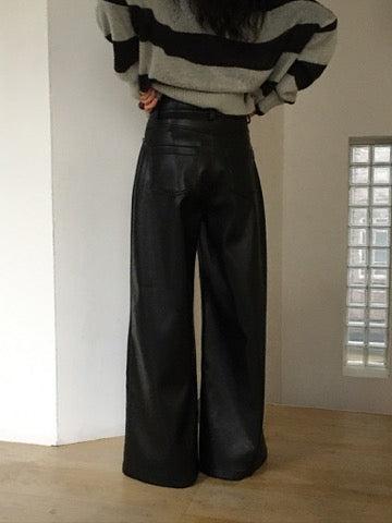 Leather Black Flare Pant Product Image