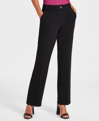 Kasper Womens Pull-On Mid-Rise Faux-Fly Straight-Leg Pants Product Image