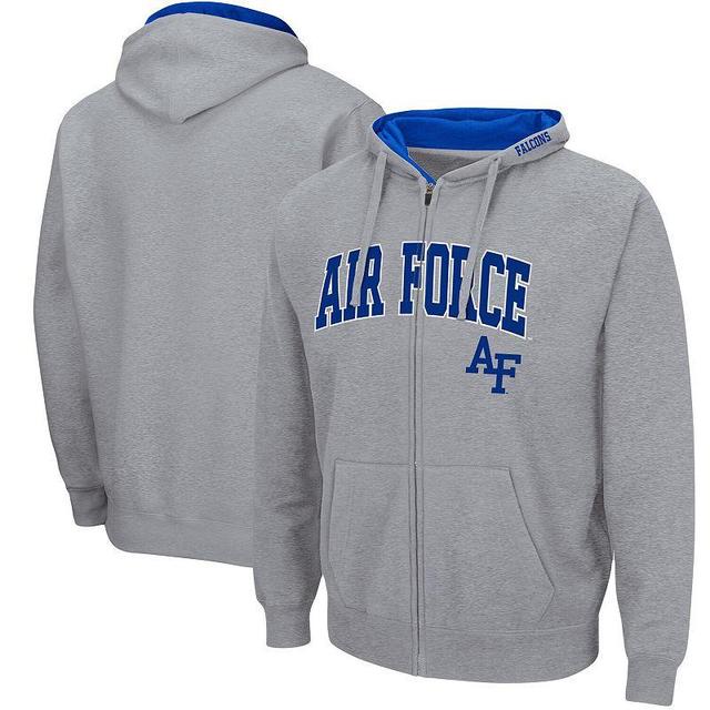 Mens Colosseum Heathered Gray Air Force Falcons Arch & Logo 3.0 Full-Zip Hoodie Product Image