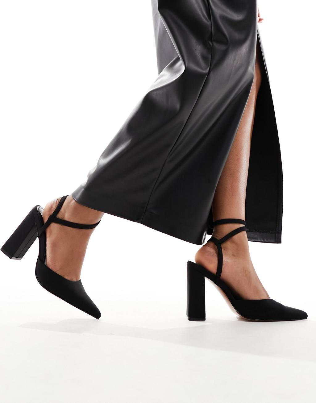 ASOS DESIGN Paige high block heels in black Product Image