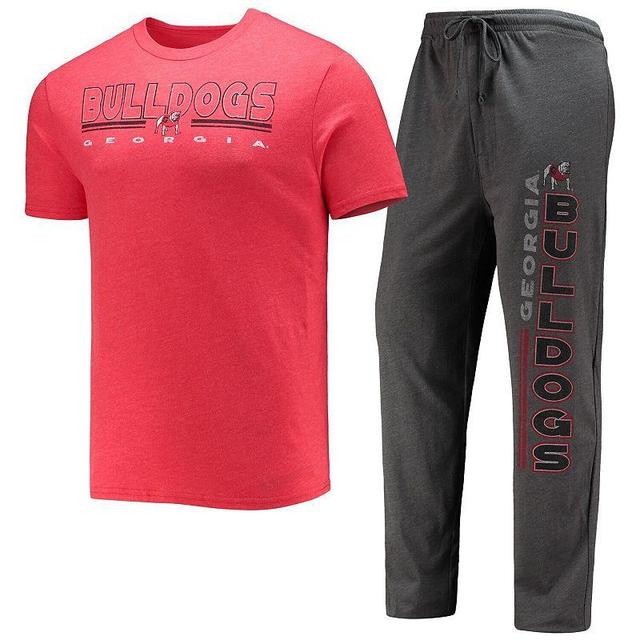 Mens Concepts Sport Heathered Charcoal/Red Georgia Bulldogs Meter T-Shirt & Pants Sleep Set Grey Product Image