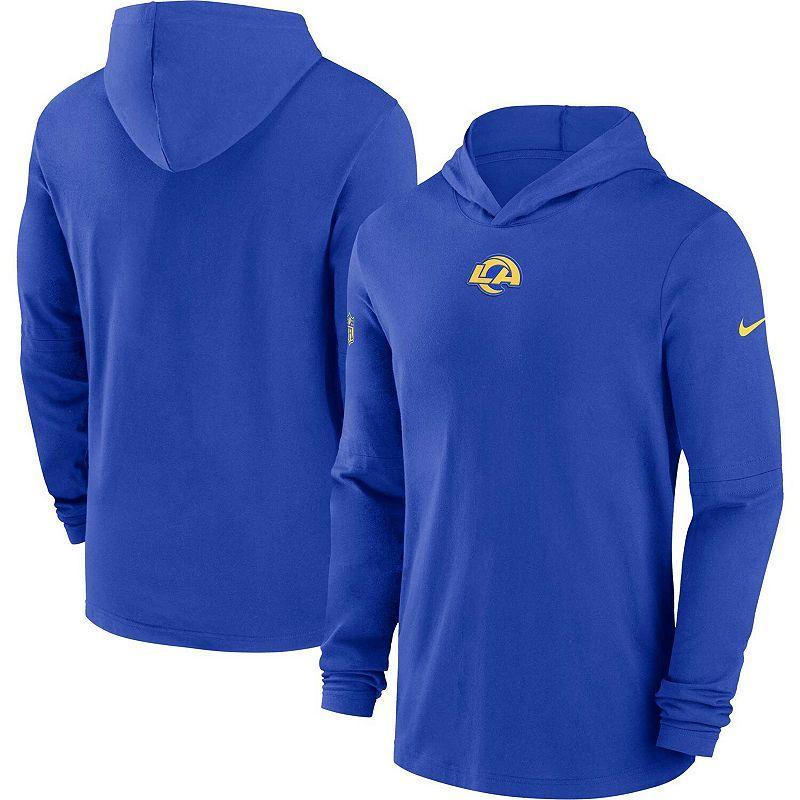 Mens Nike Royal Los Angeles Rams Sideline Performance Long Sleeve Hoodie T-Shirt Product Image