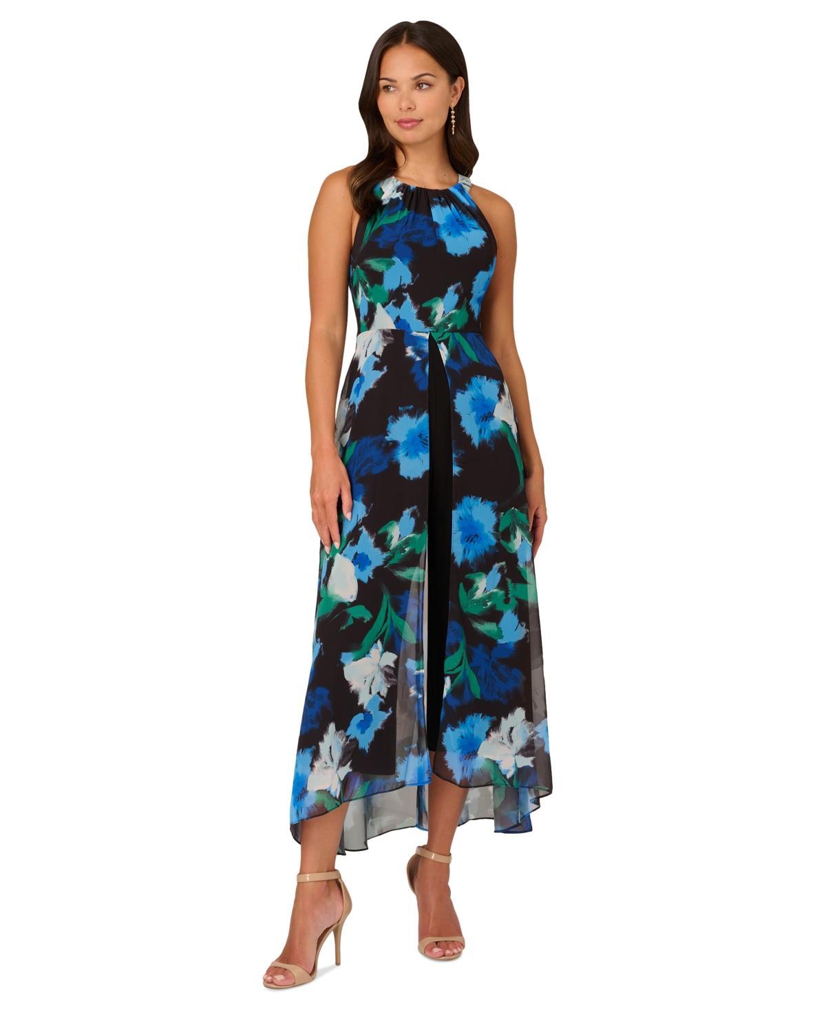 Adrianna Papell Womens Floral-Print Halter-Neck Jumpsuit Product Image