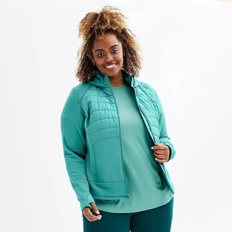 Plus Size Tek Gear Hooded Mixed-Media Jacket, Womens Product Image