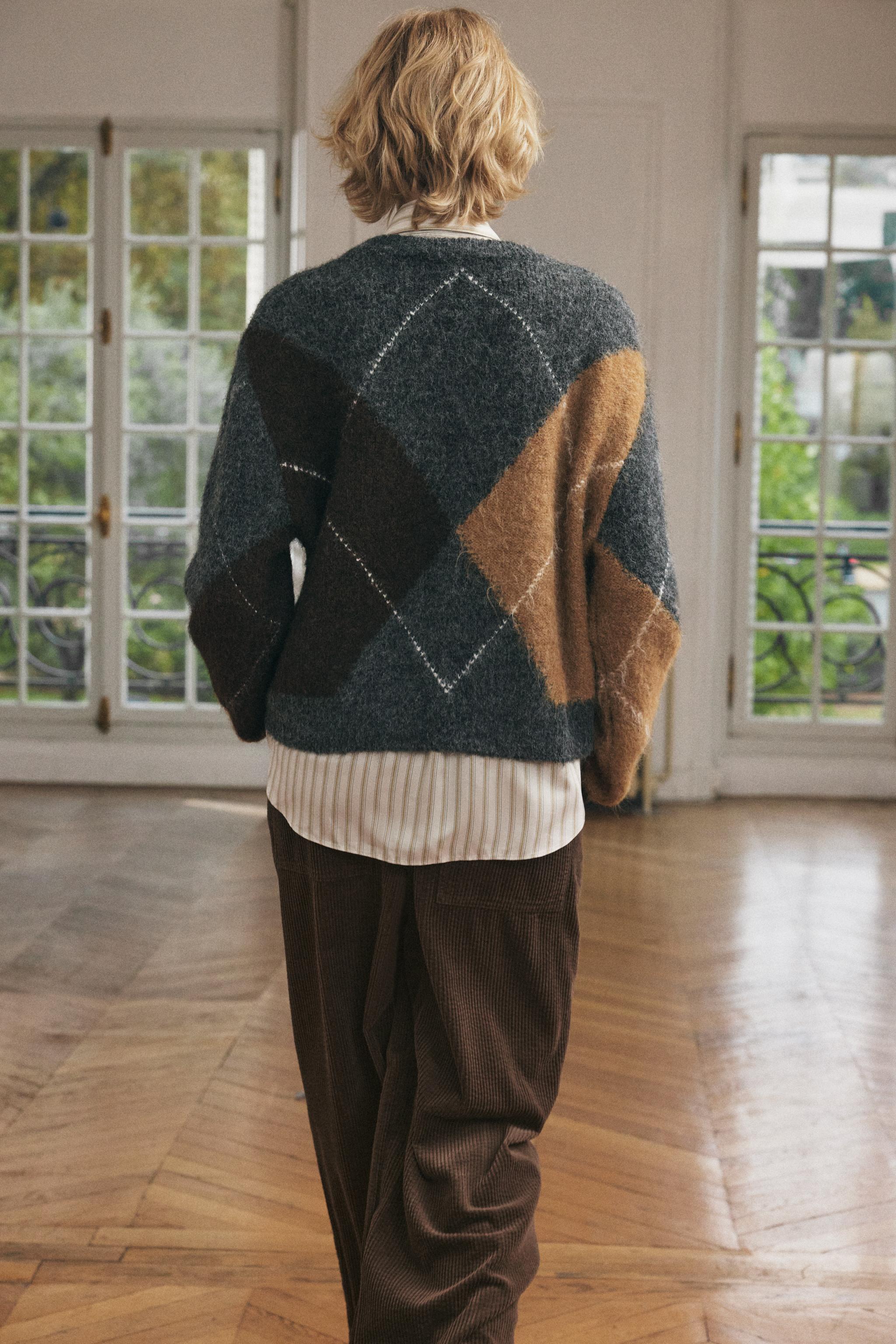 KNIT ARGYLE SWEATER Product Image