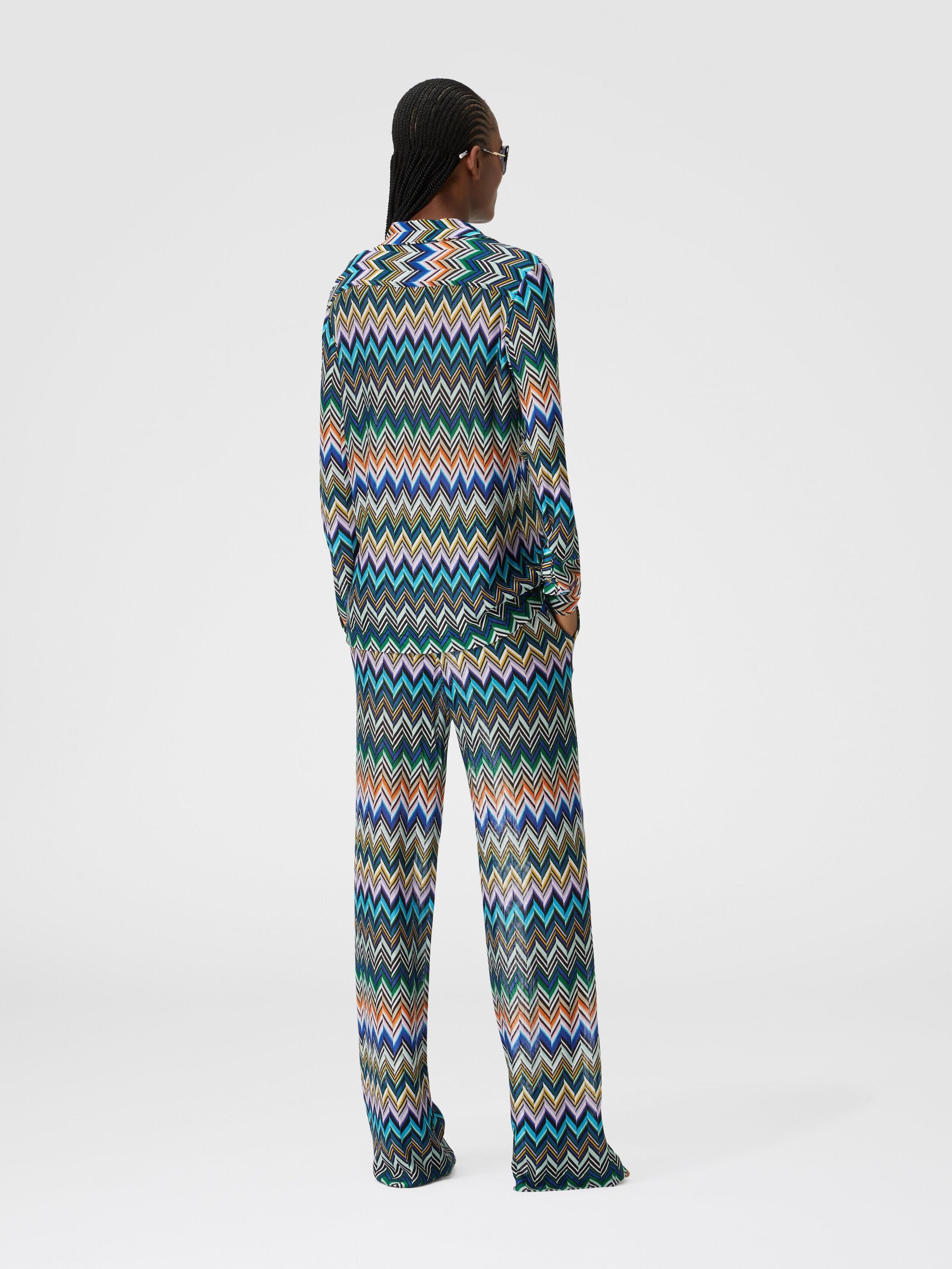 Viscose straight trousers with offset zigzag Product Image