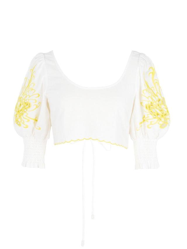 Womens St. Lucia Ellis Embroidered Cropped Blouse Product Image