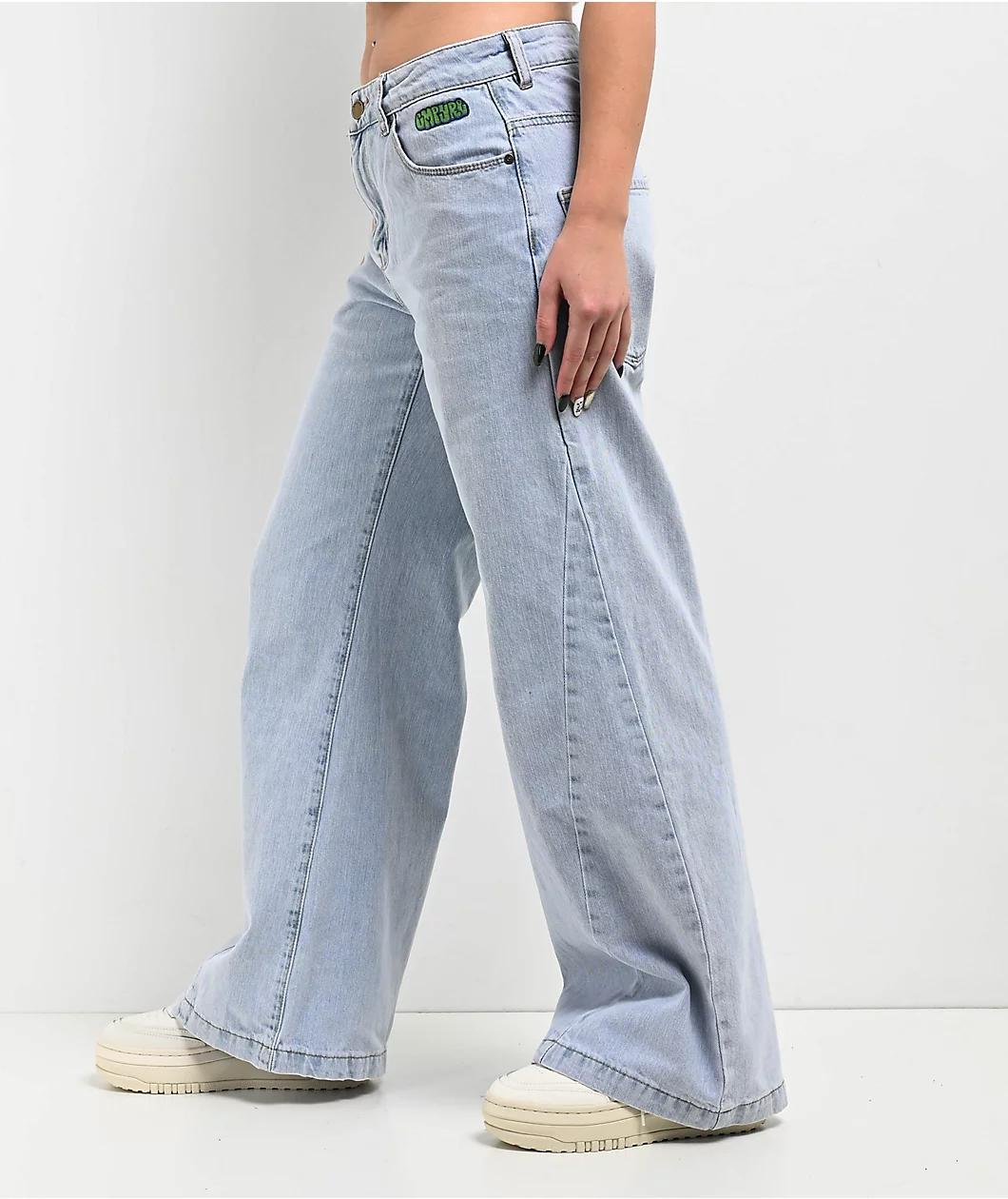 Empyre Allegra Palazzo Light Blue Wash Wide Leg Jeans Product Image