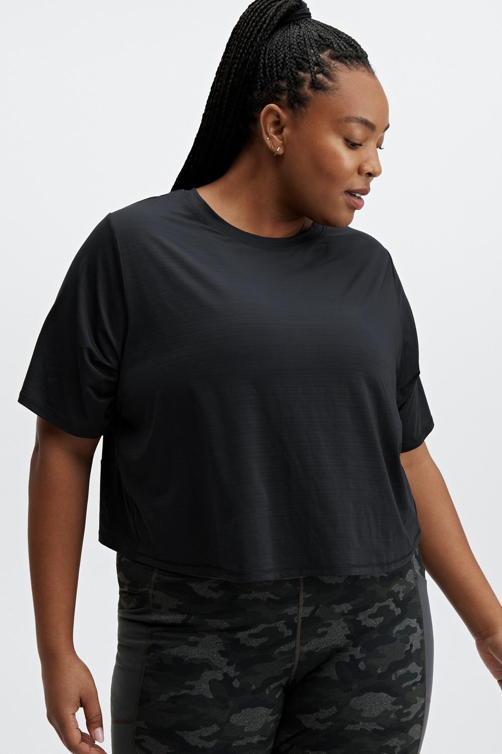 Fabletics Eco-Conscious Twist Back Short-Sleeve Tee Womens black plus Size 4X Product Image