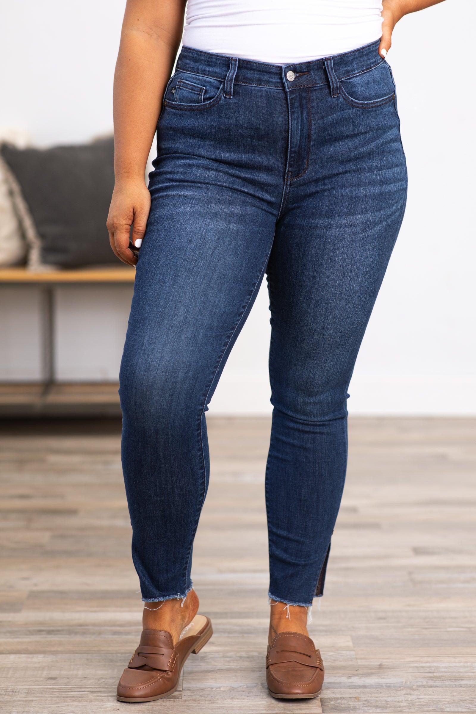 Judy Blue Dark Wash Jeans With Side Slit Product Image