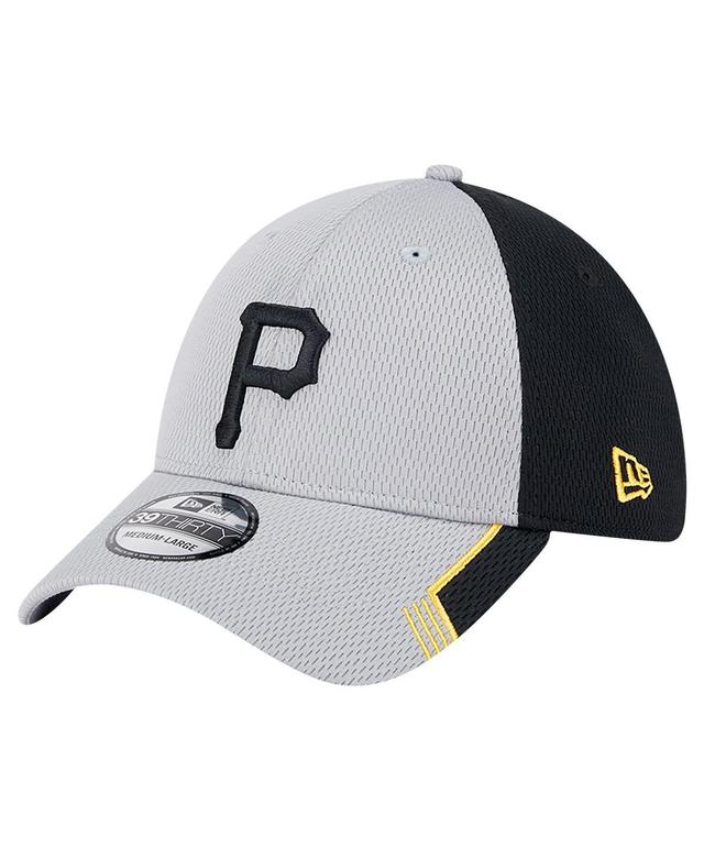 New Era Mens Gray Pittsburgh Pirates Visor Trim 39THIRTY Flex Hat - Gray, Black Product Image