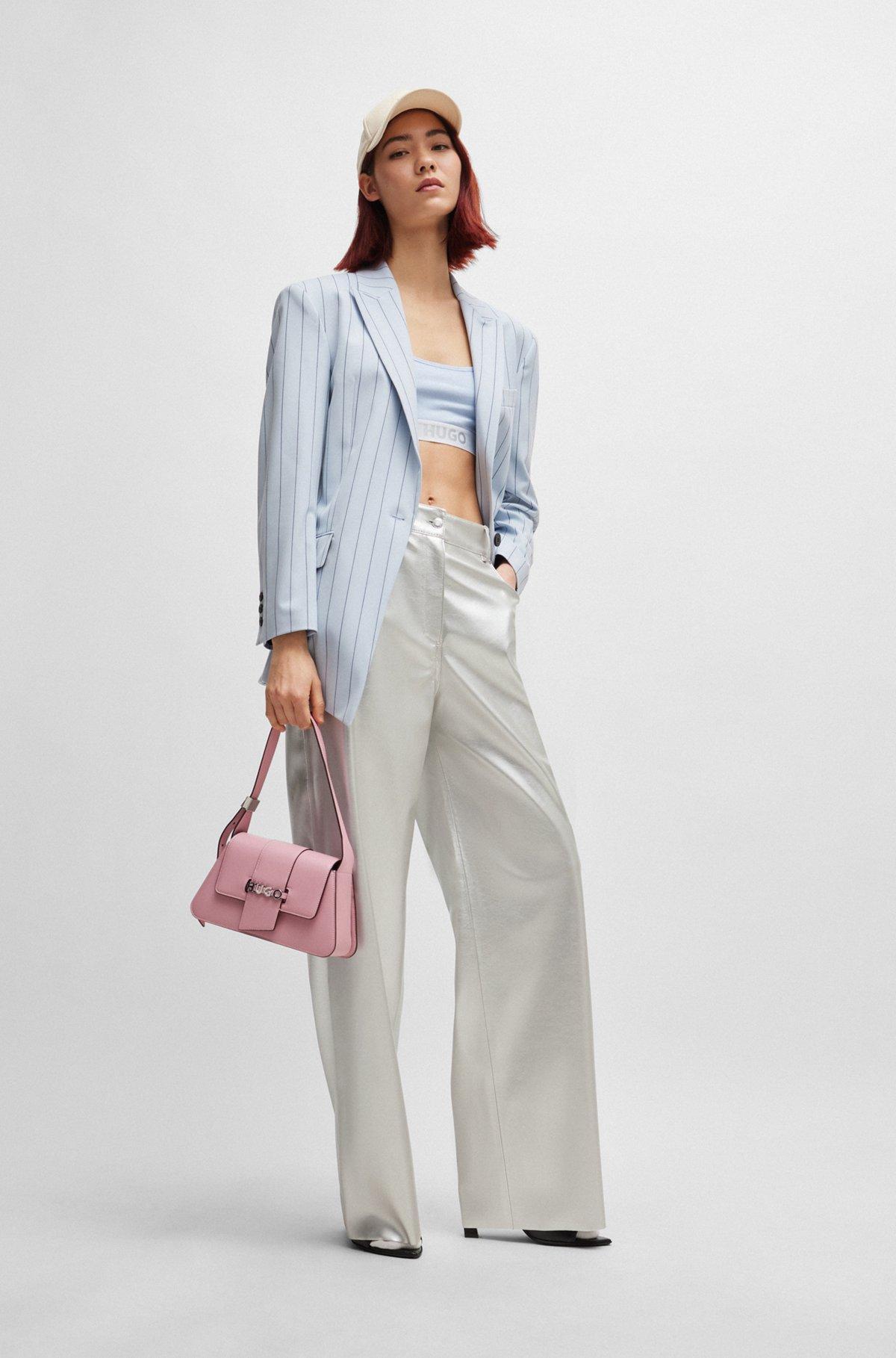 Relaxed-fit trousers in metallic faux leather Product Image