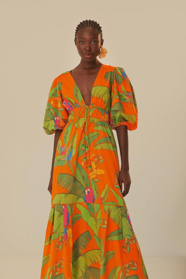 Orange Fresh Macaws Midi Dress, FRESH MACAWS ORANGE / L Product Image