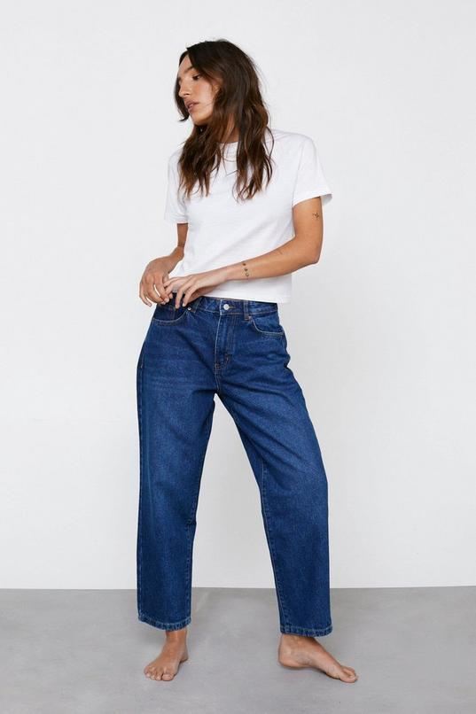 Petite High Waist Denim Mom Jeans Product Image