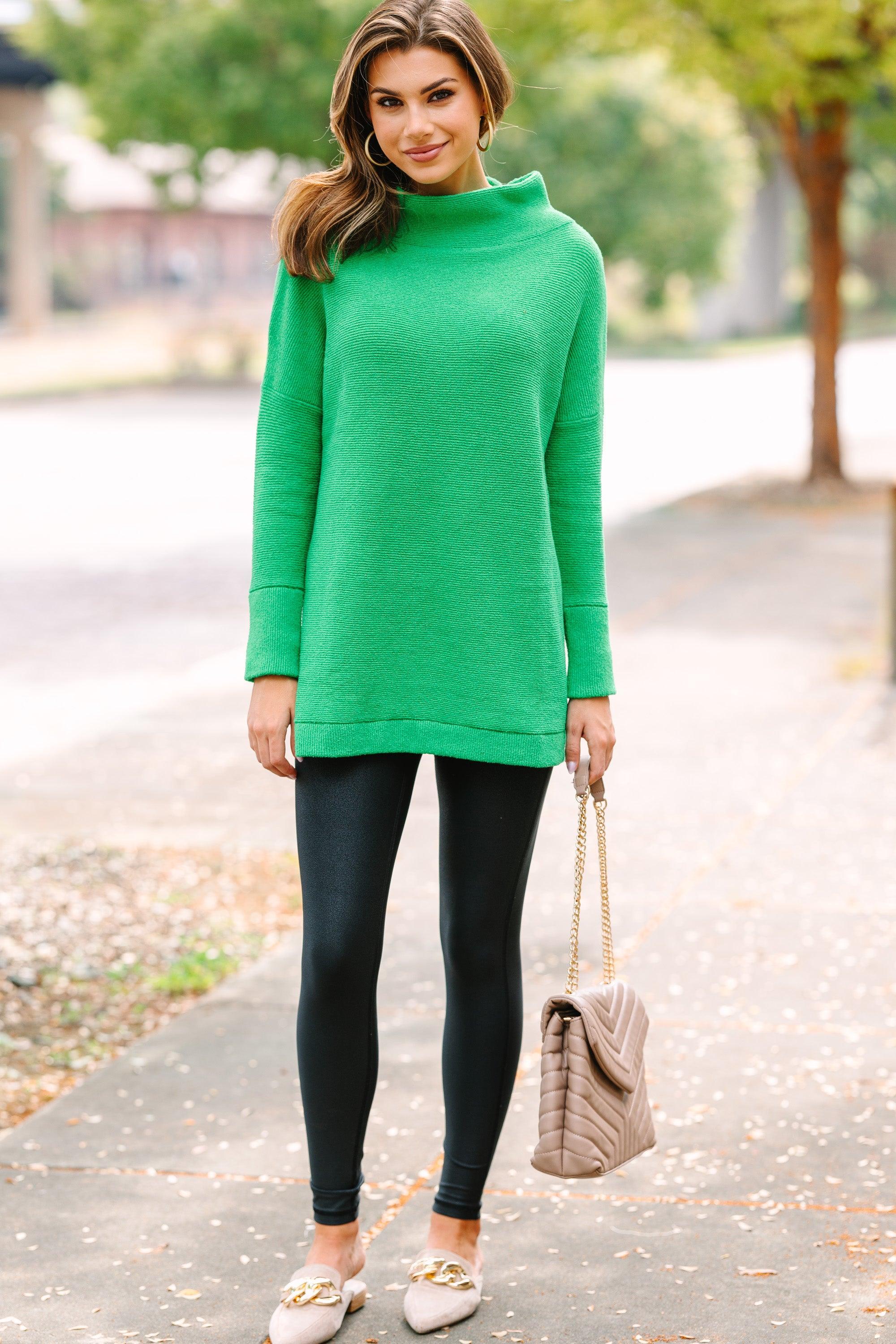 The Slouchy Kelly Green Mock Neck Tunic Female Product Image