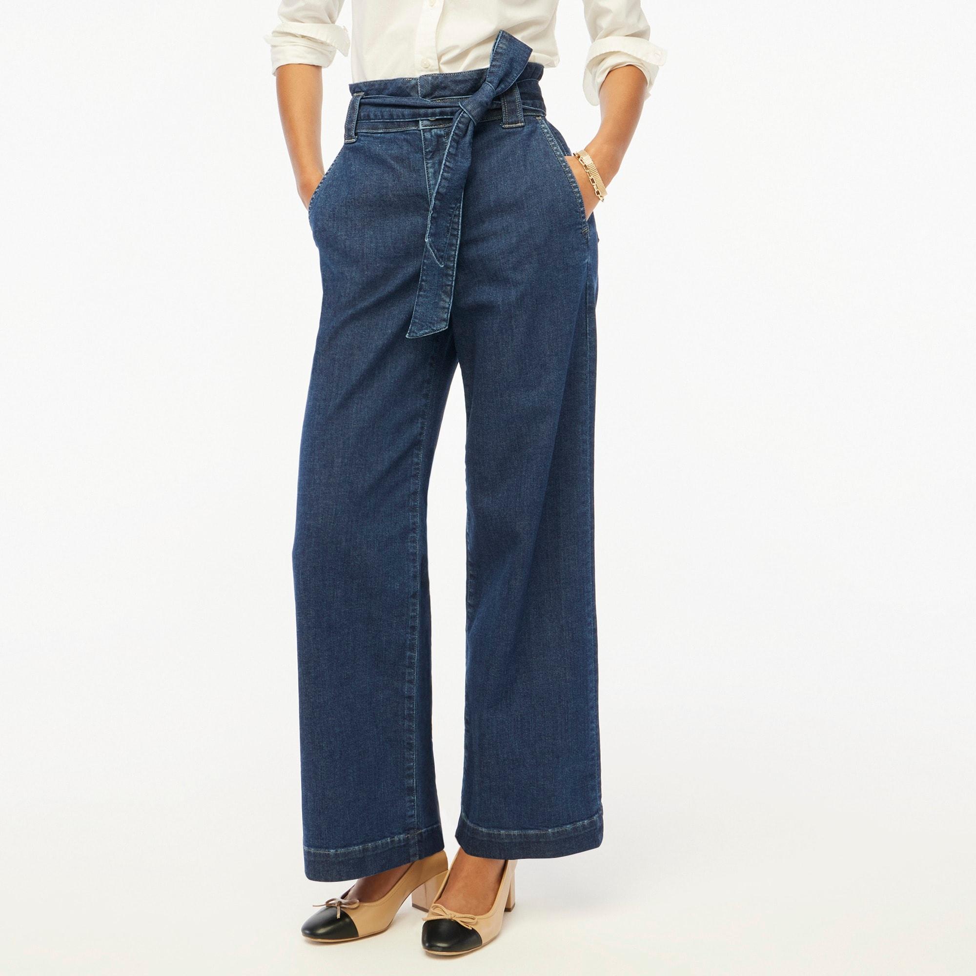 Wide-leg paper-bag denim trouser product image