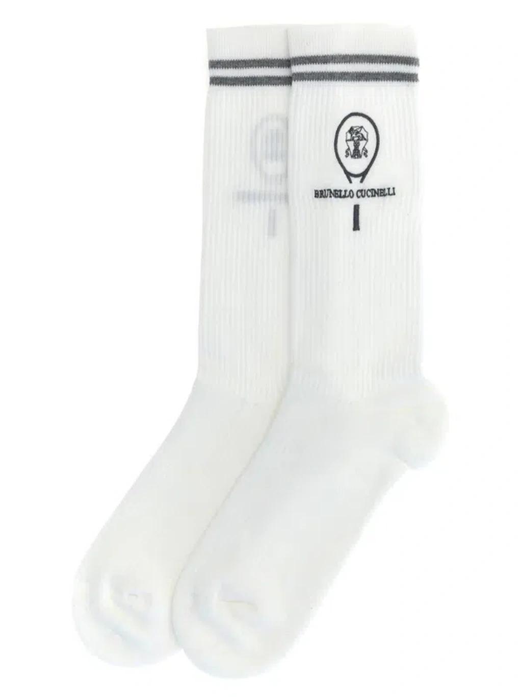 BRUNELLO CUCINELLI Ribbed Socks In White Product Image