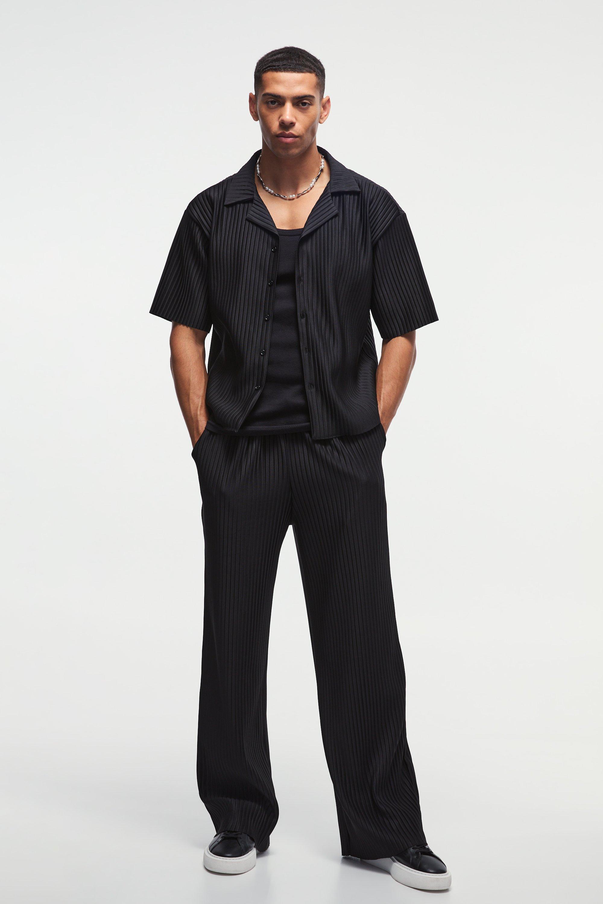 Oversized Boxy Shirt & Straight Pleated Pants Set | boohooMAN USA Product Image