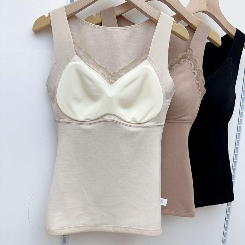 Plain Lace Trim Padded Tank Top Product Image