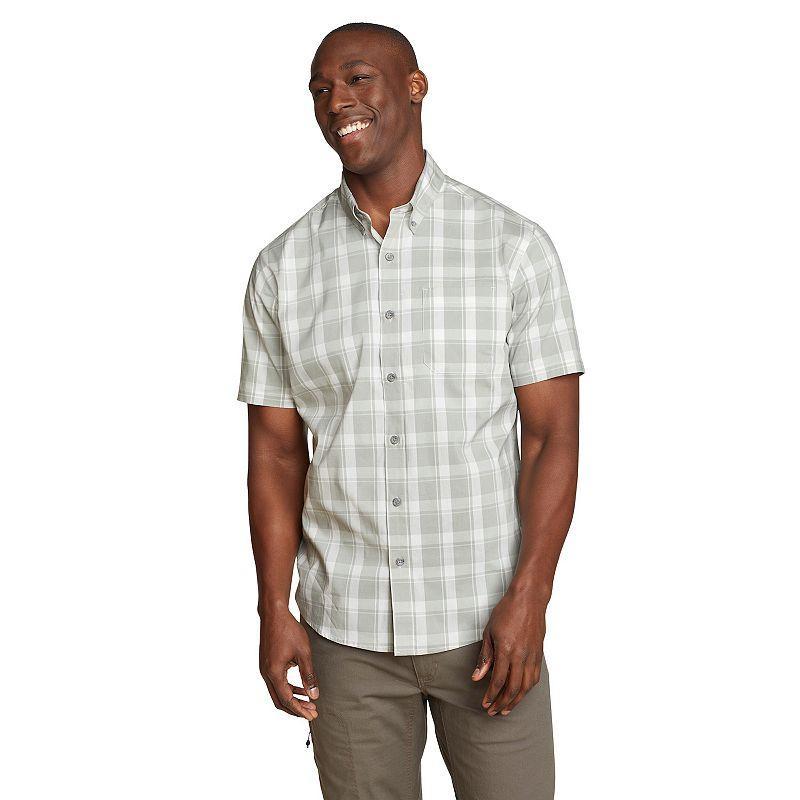 Mens Big & Tall Eddie Bauer Voyager Flex Short Sleeve Button Down Shirt White Product Image