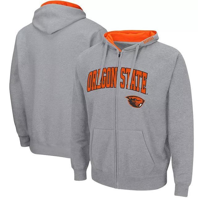 Mens Colosseum Heathered Gray Oregon State Beavers Arch & Logo 3.0 Full-Zip Hoodie Product Image