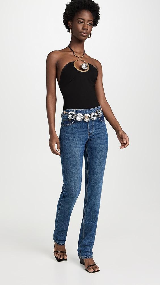 AREA Crystal Eyelet Halter Top | Shopbop Product Image