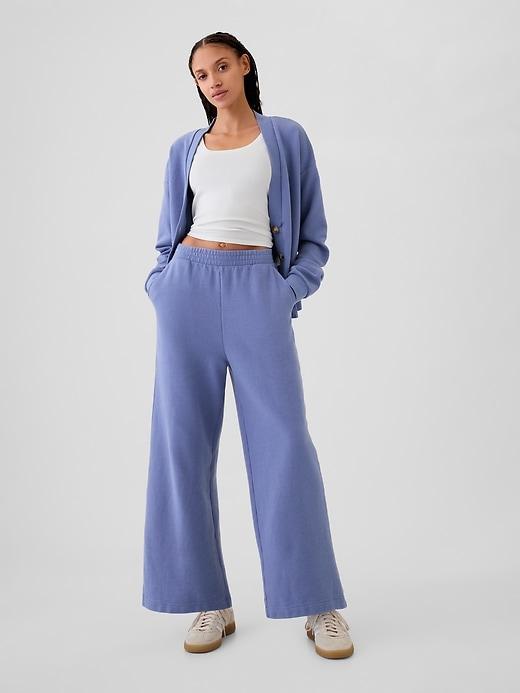 Textured Wide-Leg Ankle Sweatpants Product Image