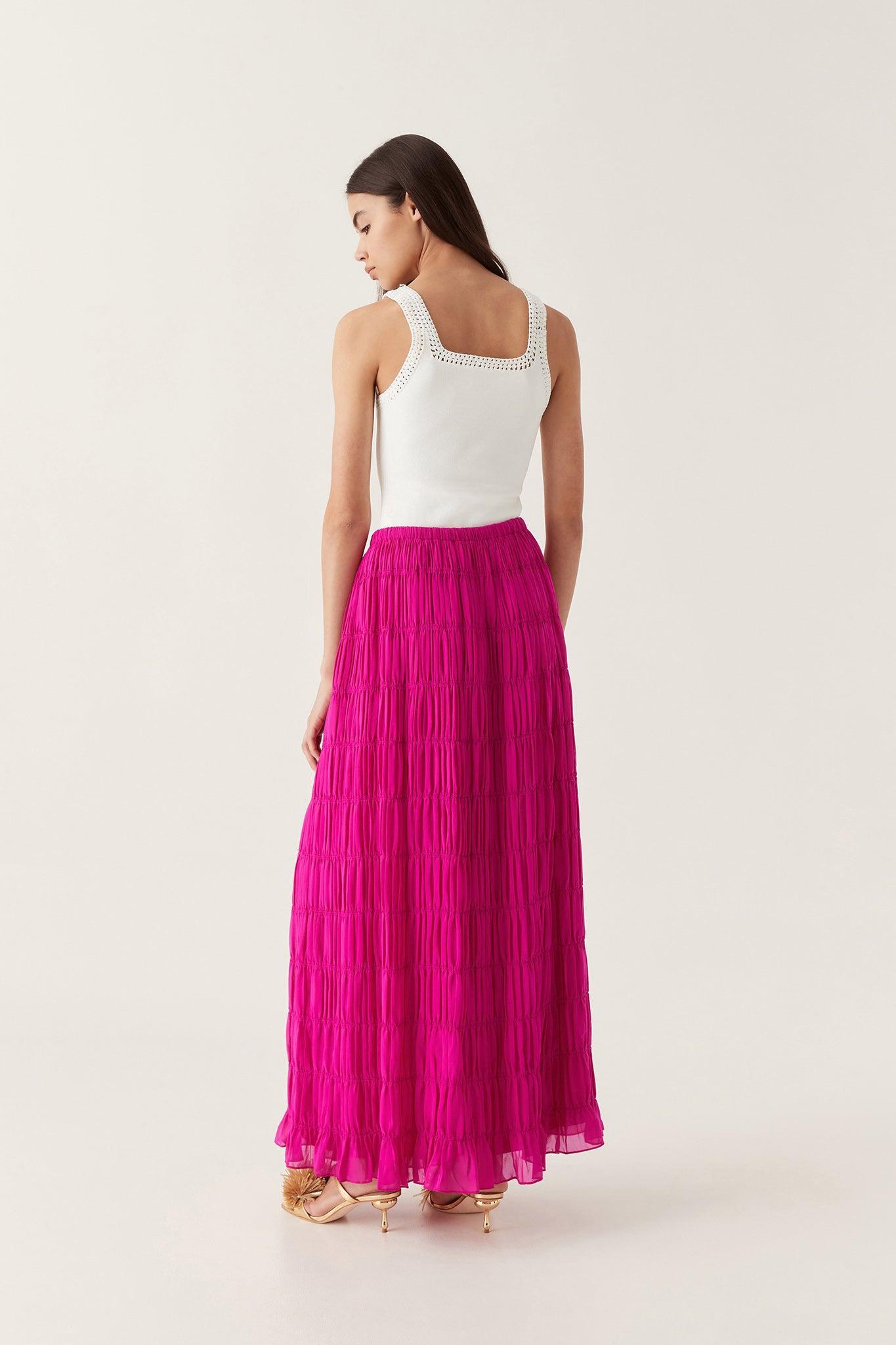 Rosewood Ruched Maxi Skirt Product Image