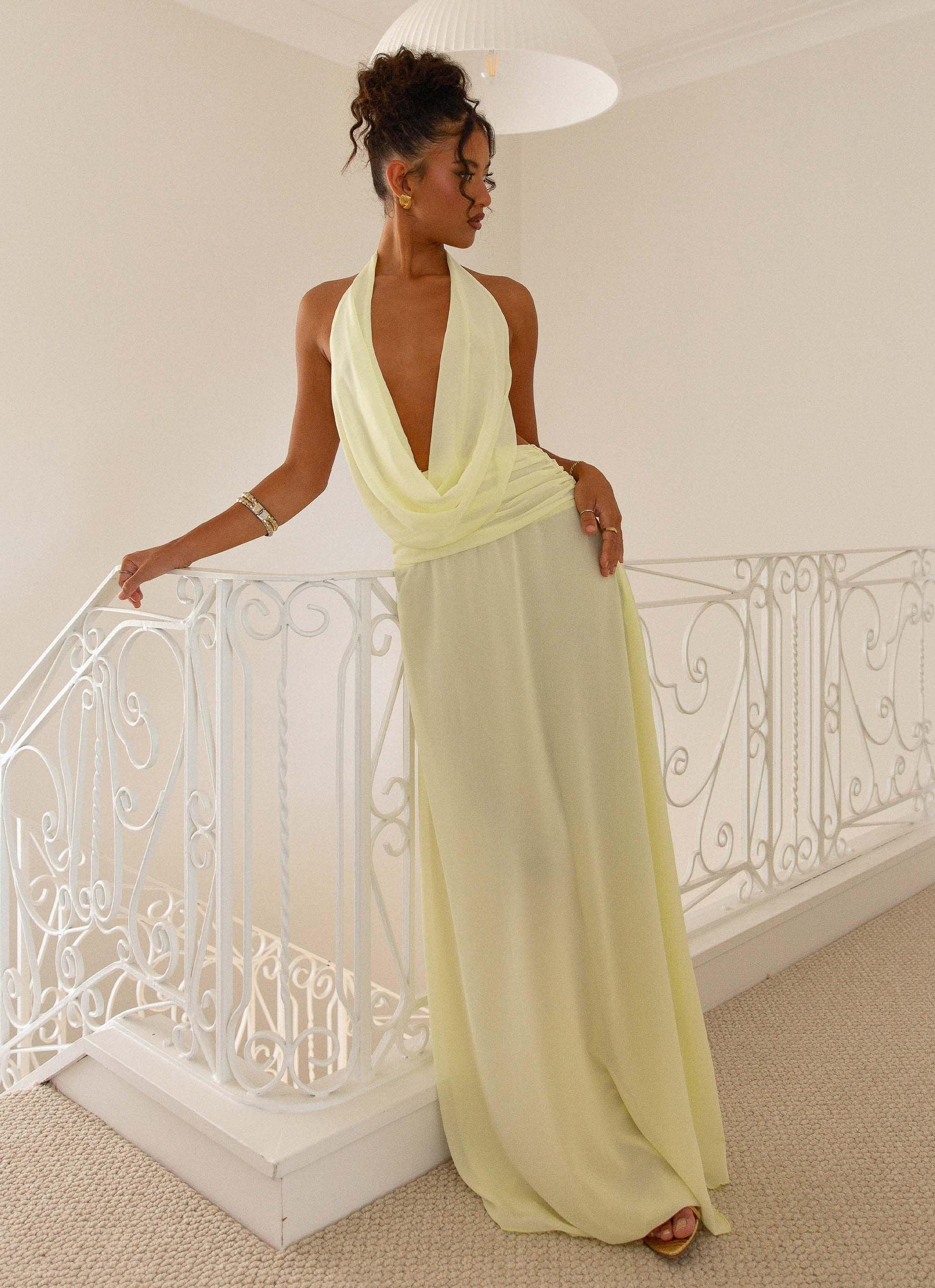 Elysia Chiffon Maxi Dress - Lemon Product Image