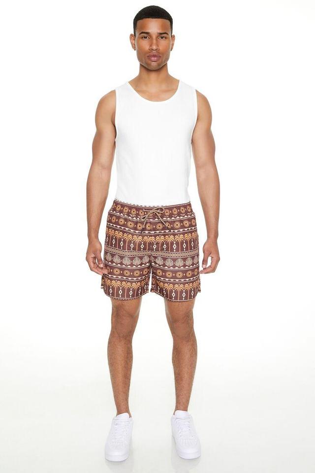 Geo Palm Tree Print Swim Trunks | Forever 21 Product Image