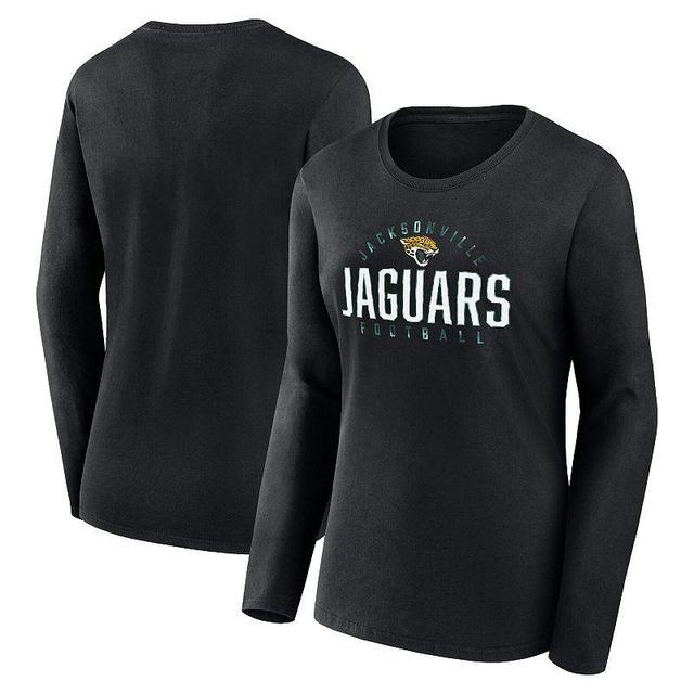 Womens Fanatics Branded Black Jacksonville Jaguars Plus Size Foiled Play Long Sleeve T-Shirt Product Image