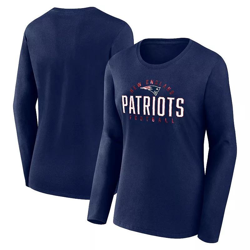 Womens Fanatics Branded New England Patriots Plus Size Foiled Play Long Sleeve T-Shirt Blue Product Image