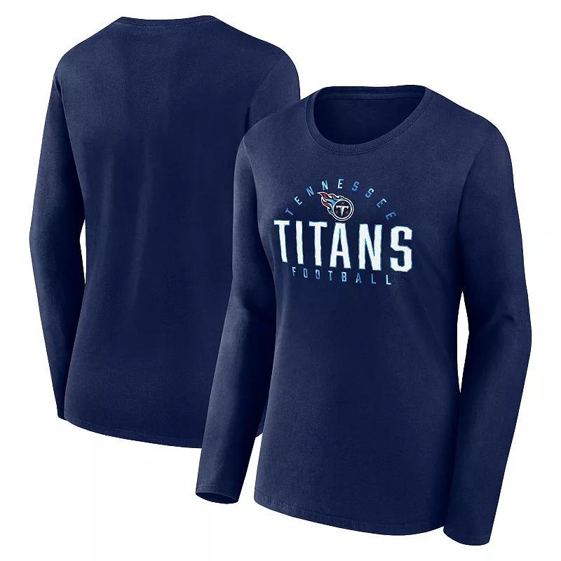 Womens Fanatics Branded Tennessee Titans Plus Size Foiled Play Long Sleeve T-Shirt Blue Product Image