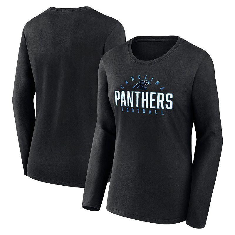 Womens Fanatics Branded Black Carolina Panthers Plus Size Foiled Play Long Sleeve T-Shirt Product Image