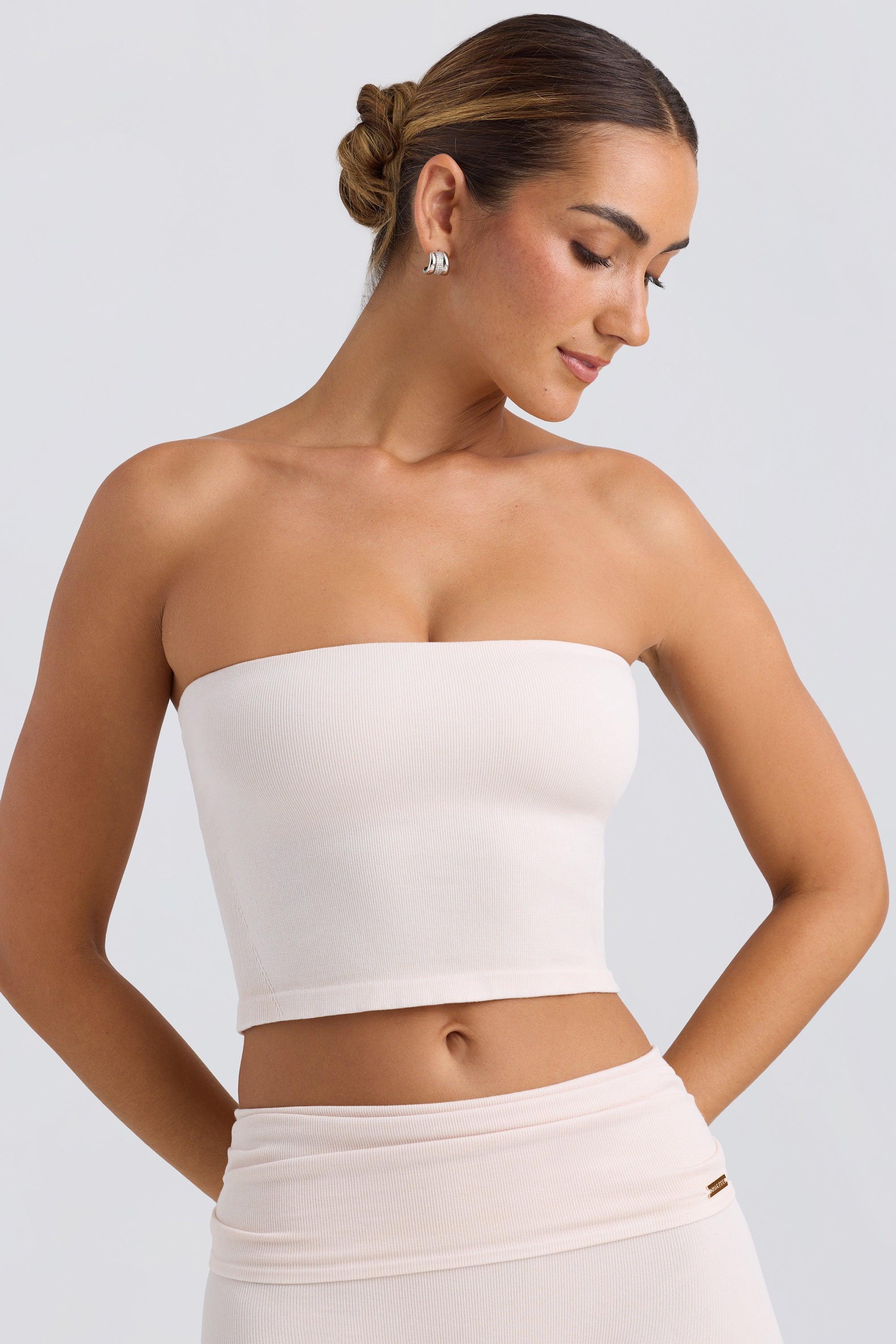 Bandeau Crop Top in Washed Cream Product Image