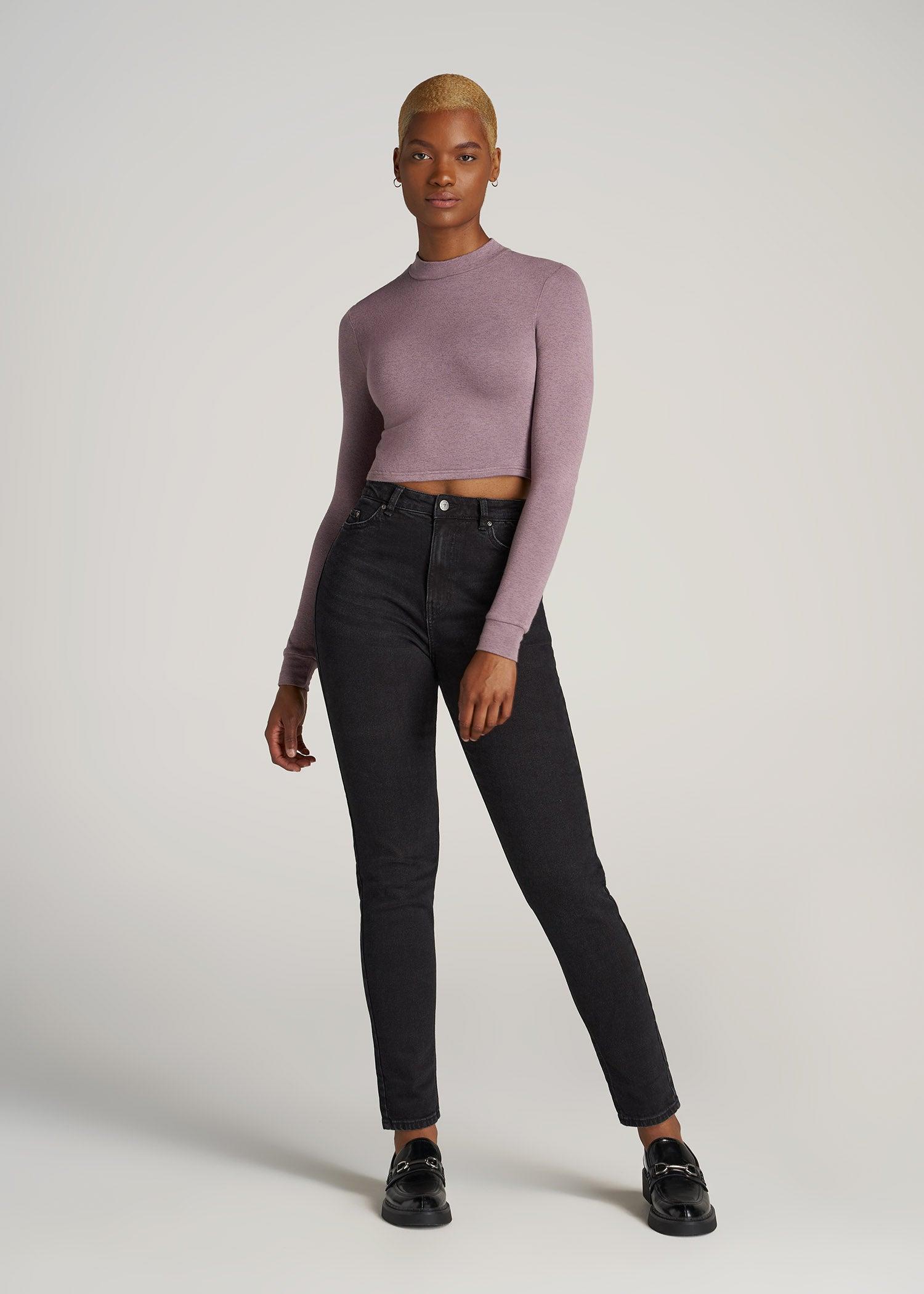 Women's Tall Crop Mock Neck Sweater in Smoked Mauve Product Image