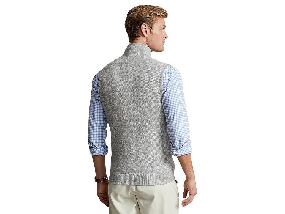 Polo Ralph Lauren Mesh-Knit Cotton Full-Zip Sweater Vest (Andover Heather) Men's Jacket Product Image