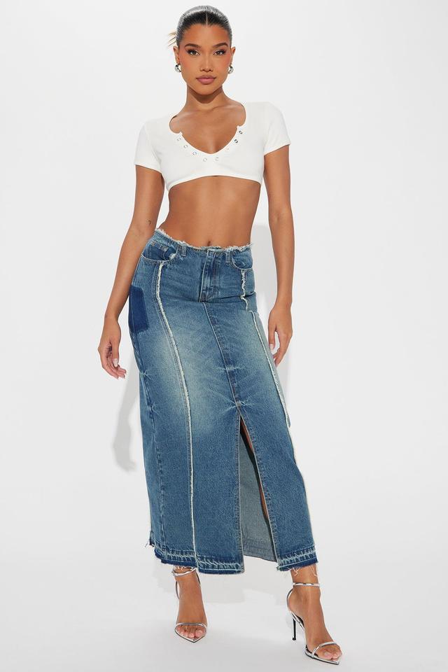 So Divine Tinted Denim Maxi Skirt - Dark Wash Product Image