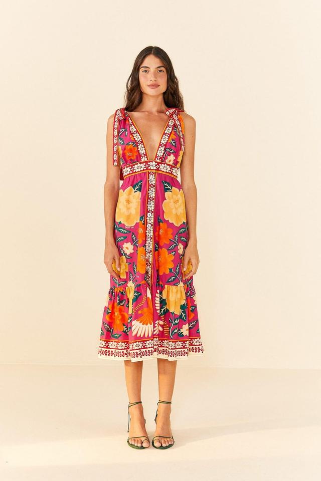 Pink Flower Tapestry Midi Dress Product Image