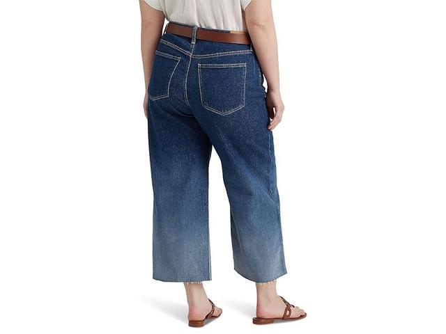 LAUREN Ralph Lauren Plus Size Ombre High-Rise Wide-Leg Cropped Jeans in Ombre Canyon Wash (Ombre Canyon Wash) Women's Jeans Product Image