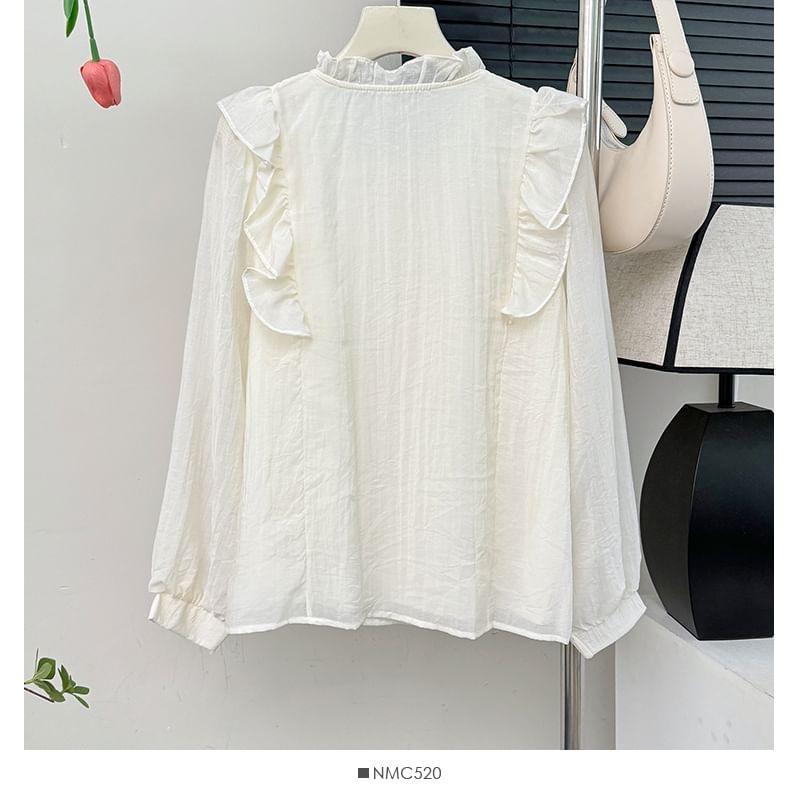 Ruffled Pleated Loose Shirt Product Image