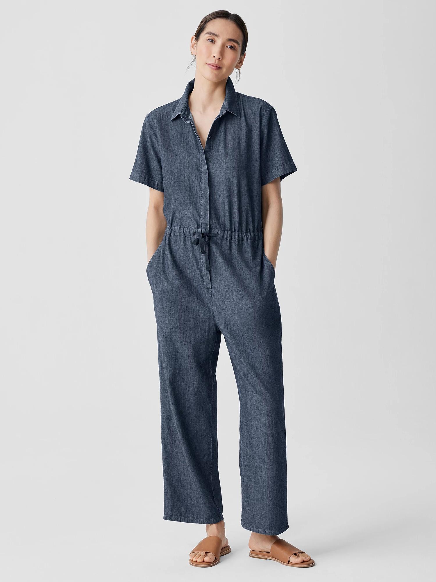 EILEEN FISHER Airy Organic Cotton Twill Jumpsuitfemale Product Image